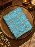 Plain body design modal silk saree with bandhini design pallu- 902263 Aqua blue