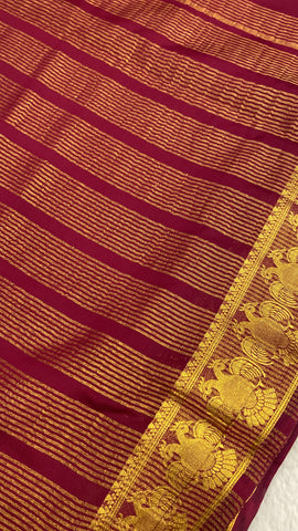 Premium Semi Crepe Mysore Silk Saree With Double Blouse 🤎