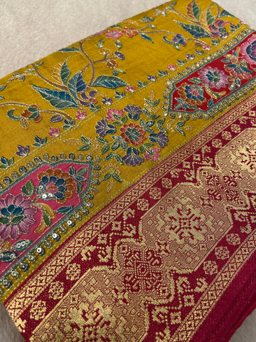 Premium Banarasi Crepe Kalamkari Saree