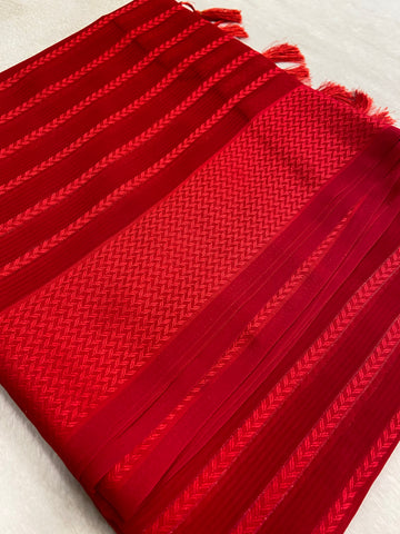 Hot Red Chiffon Saree