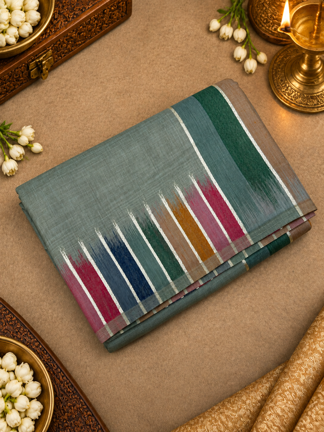 Linen Cotton Saree🩶