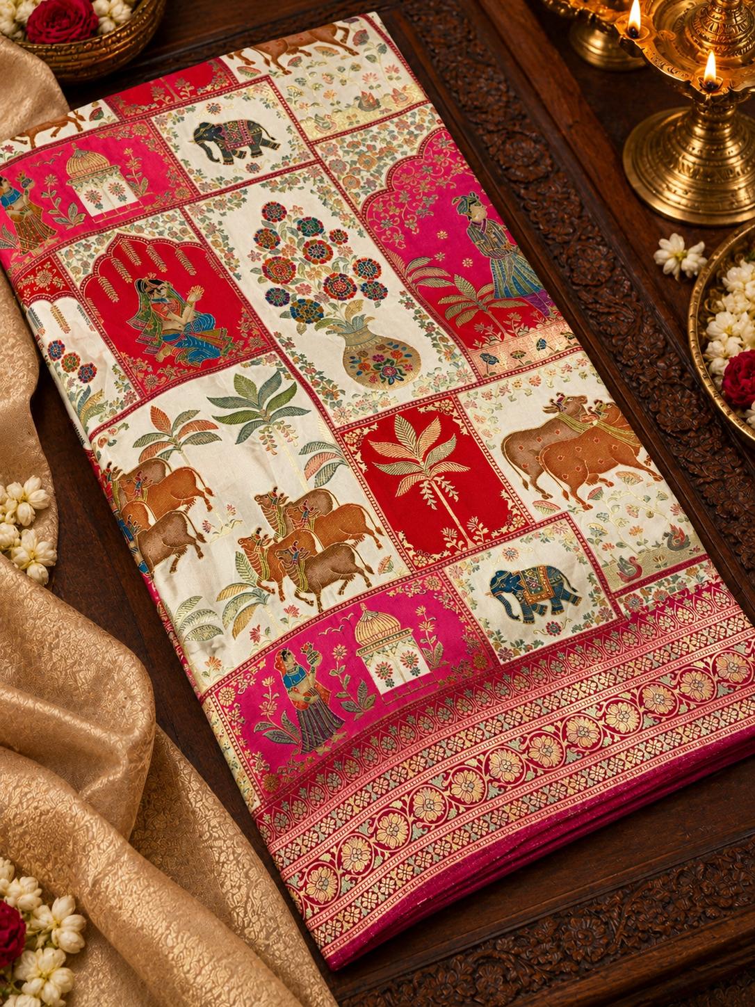 Premium Banarasi Crepe Kalamkari Saree - 902655