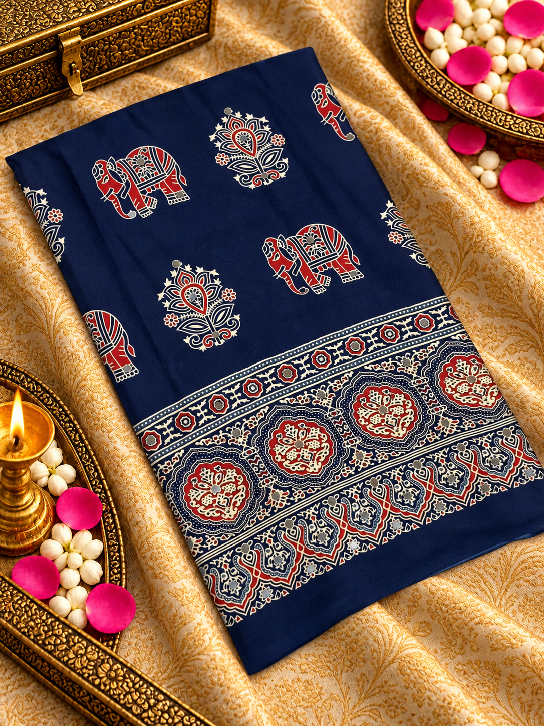 Premium Semi Modal Saree With MirrorWork💙 - 902754