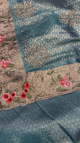 New concept in bridal soft tissue semi silk saree 💙