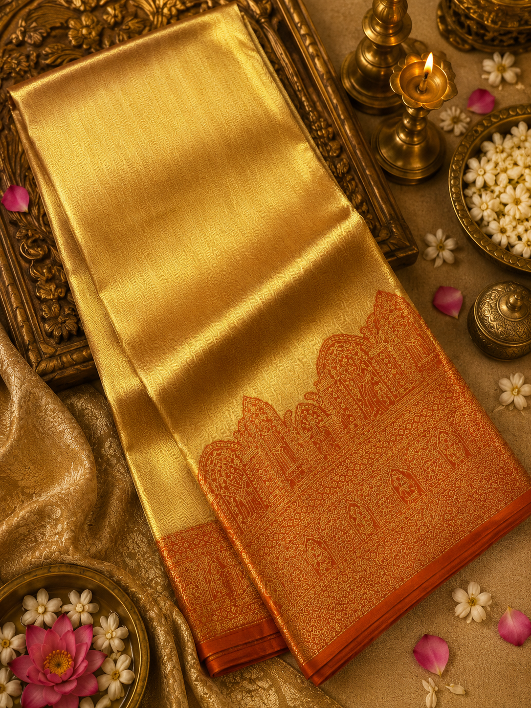 Premium Bridal Semi Tissue Kanjeevaram Silk Saree