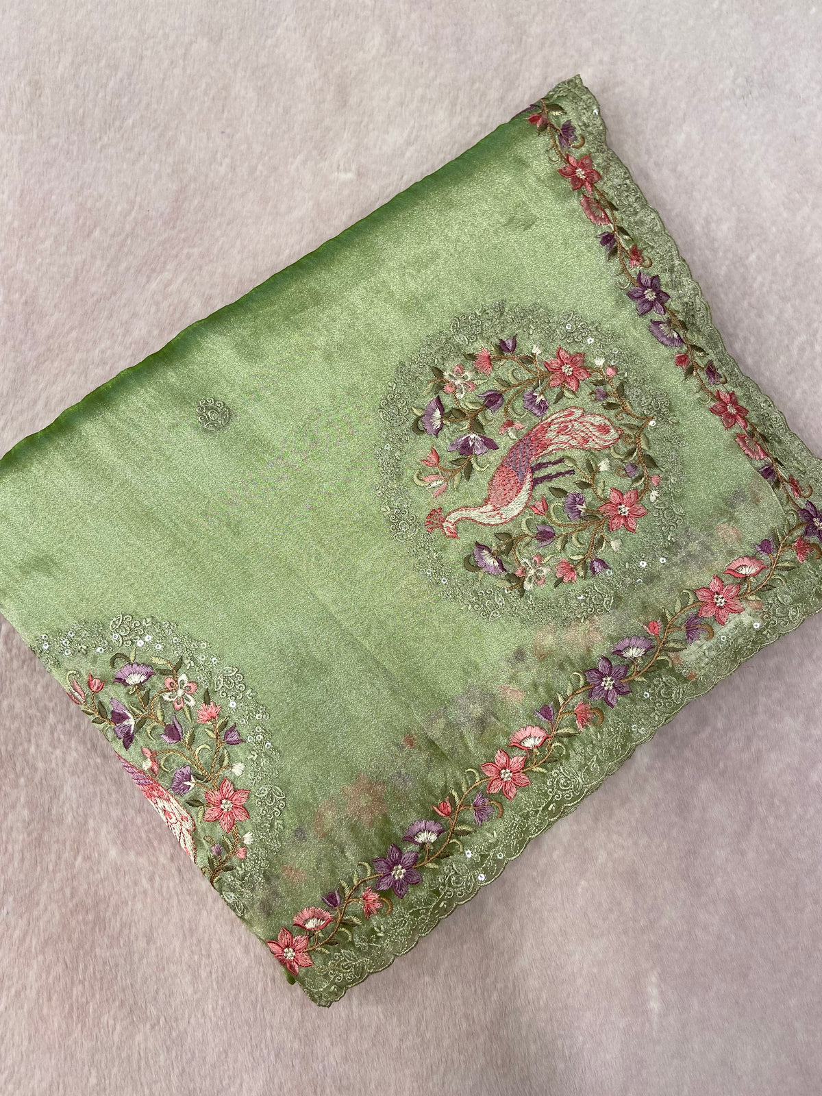 Pure Soft Tissue Organza Saree 💚