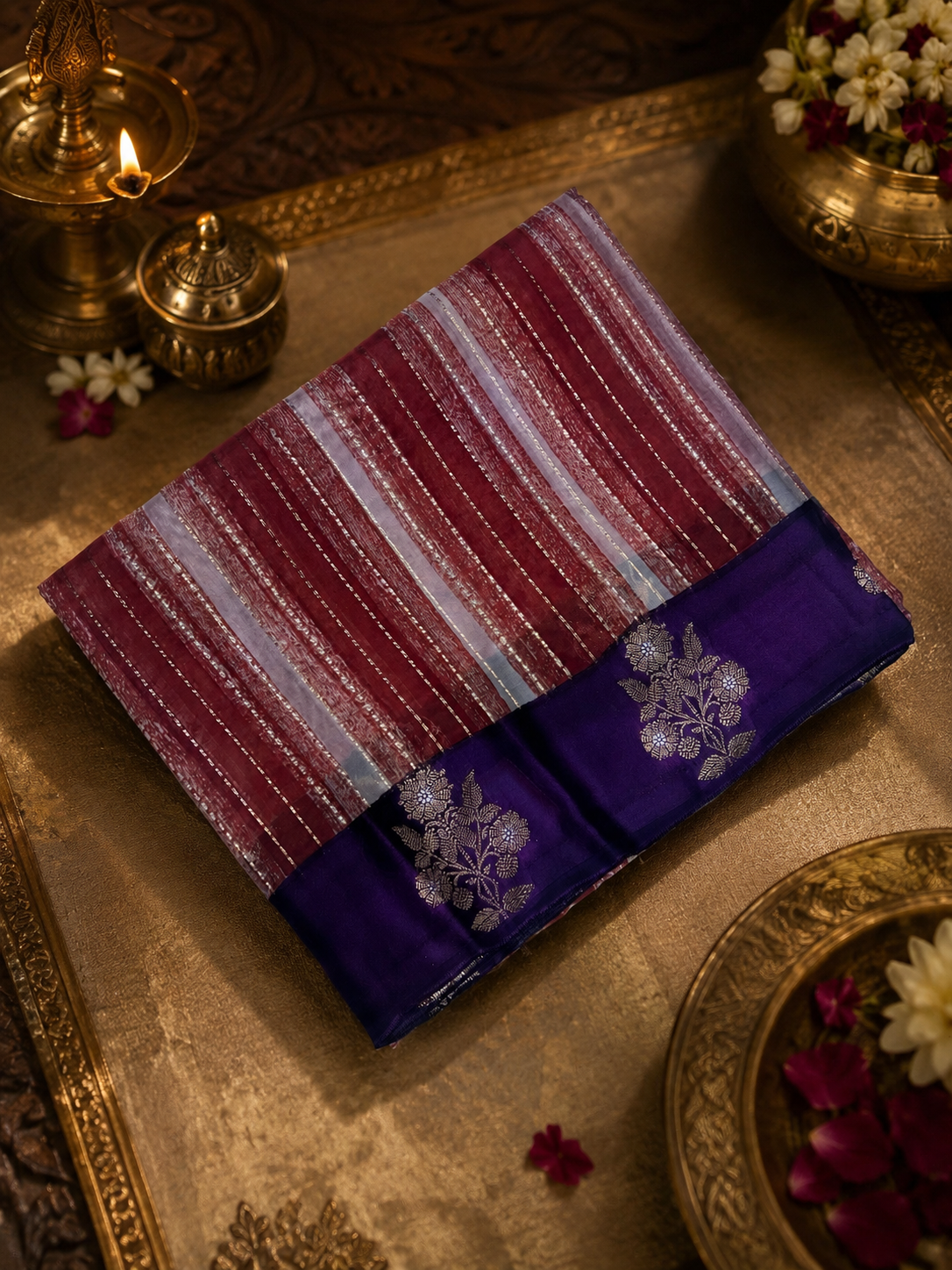 Pure soft organza saree with satin border