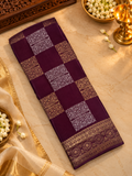 Pure Chinnon crepe Saree- 902541 Wine