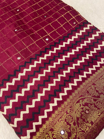 Premium Gajji Modal Silk Saree With Mirror Work