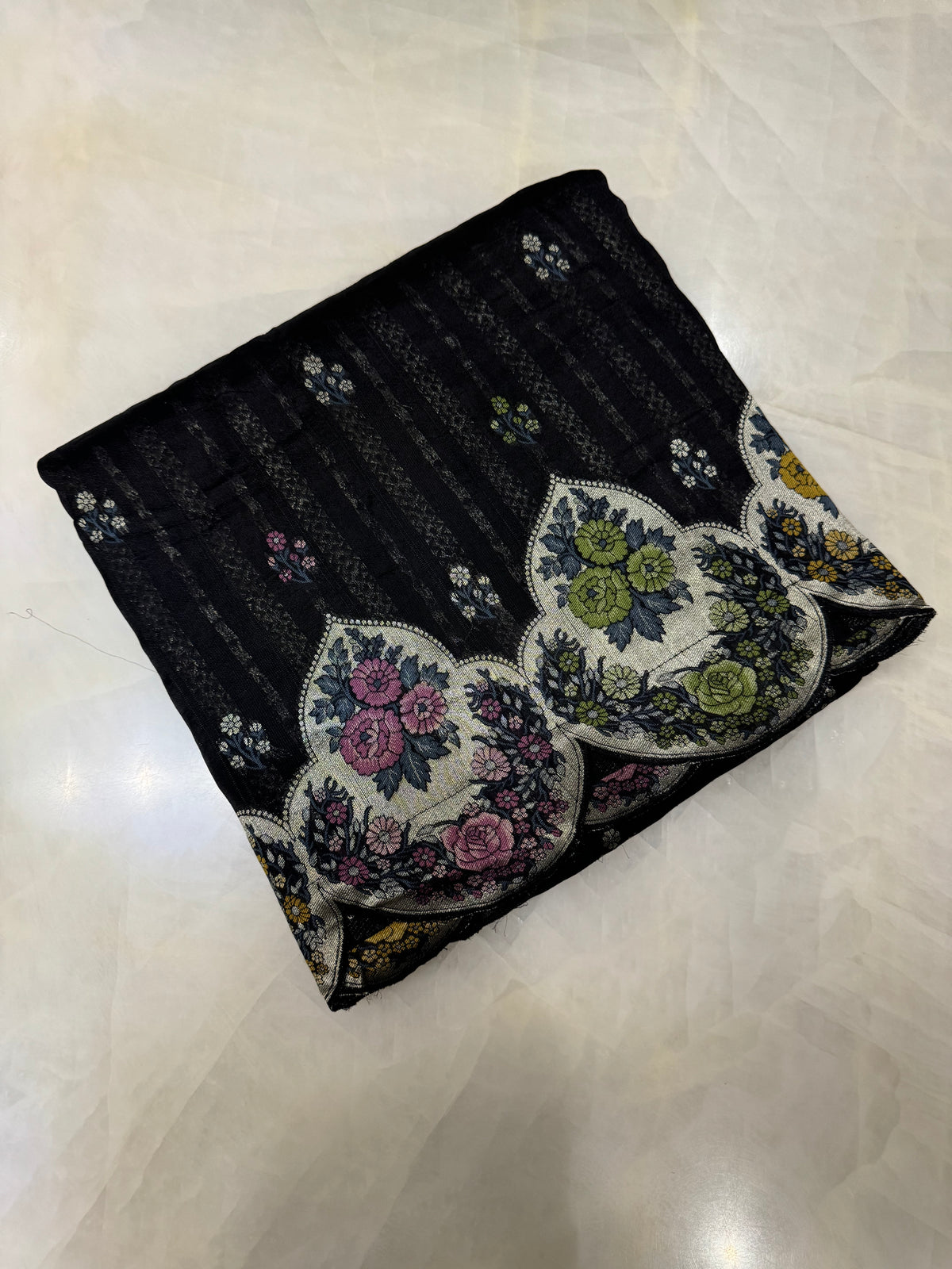 Premium Quality Semi Mashru Silk Saree with Scalloped border