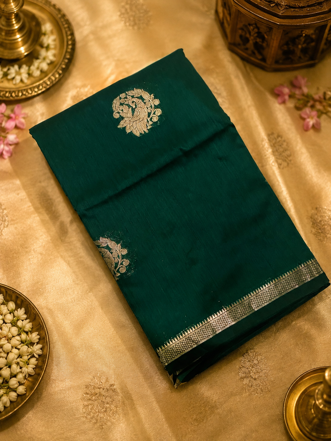 Premium Indori Silk Saree💚