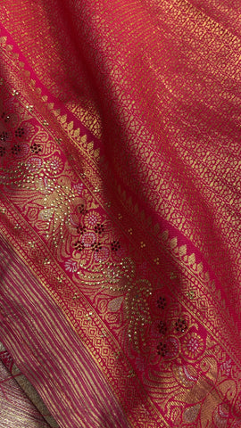 Tissue Bridal Semi Silk with Swarovski work (Lavender)