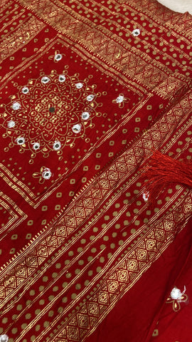 Premium Semi Gajji Modal Silk Saree (Off White)