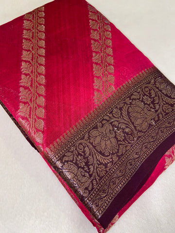 Pure Chanderi Saree (Pink)