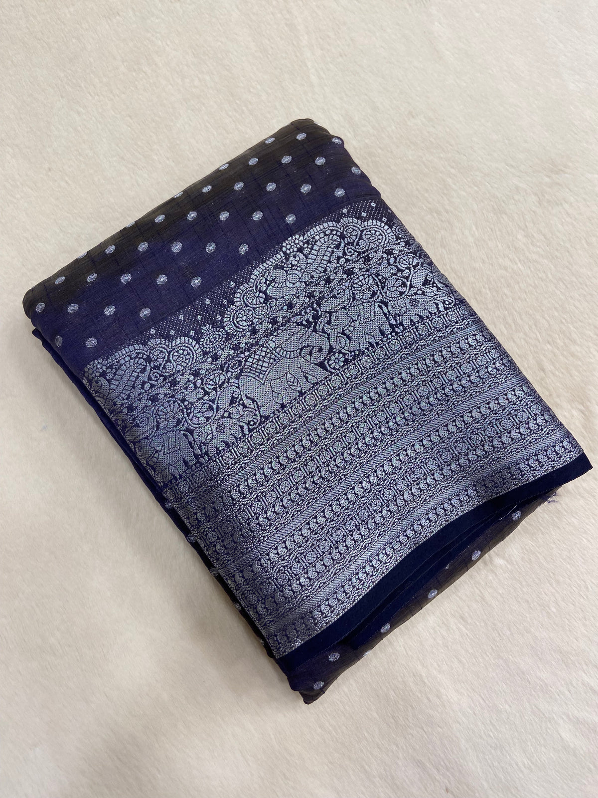 Butter Crepe Silk Saree (Dark purple)