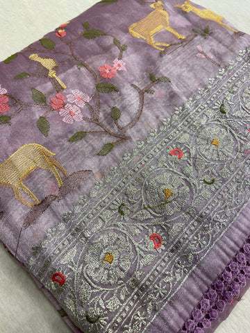 Pure tissue organza saree