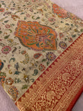 Premium Banarasi Crepe silk Saree With Appliqué Work - 902647