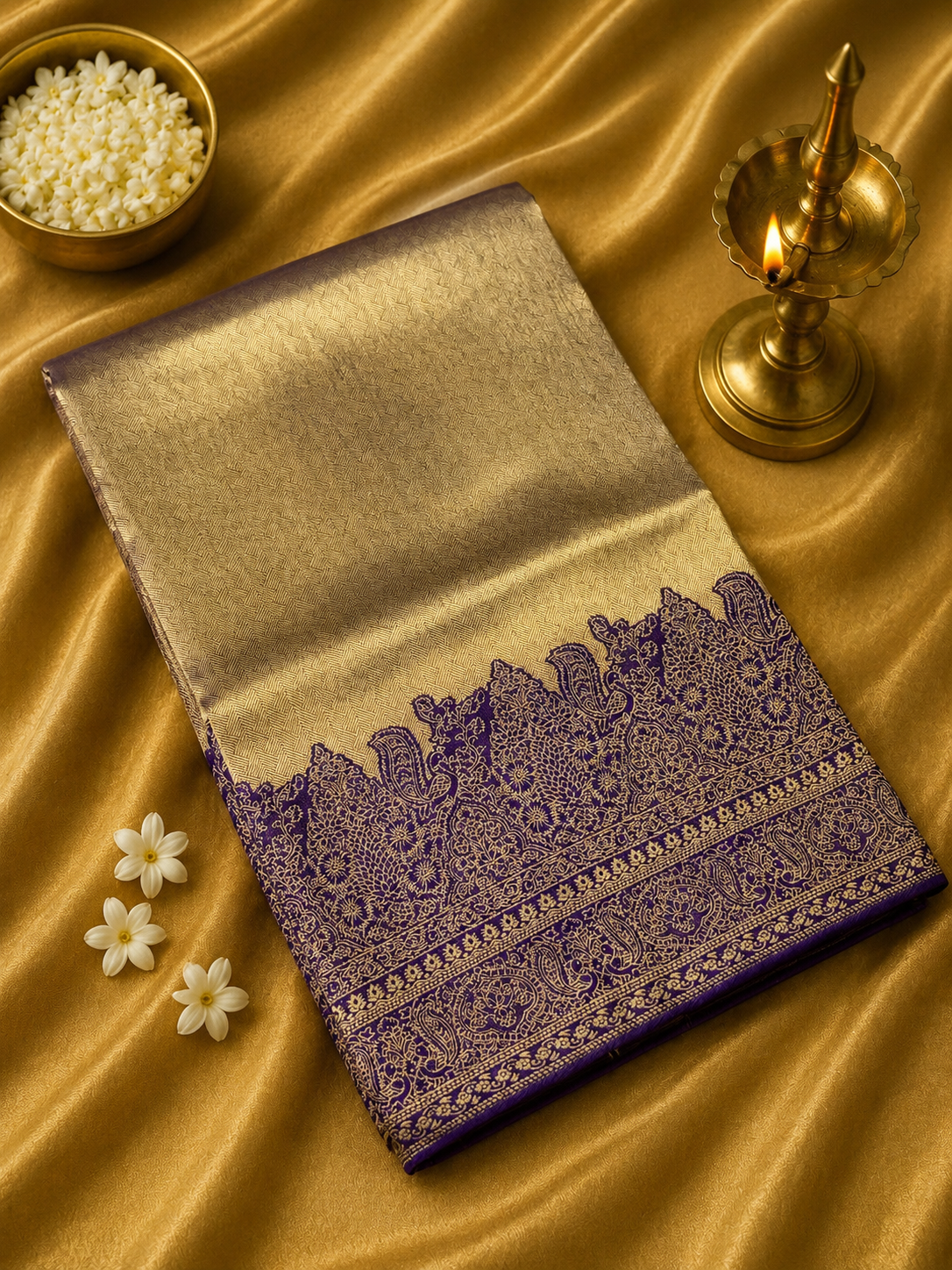 Premium Bridal Semi Tissue Kanjeevaram Silk Saree💜