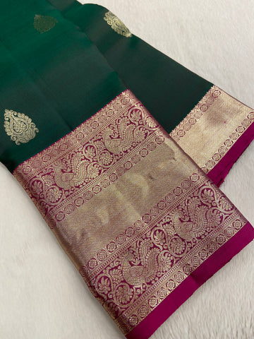 Pure 1G Zari Handloom Kanjeevaram Silk Mark Certified Saree