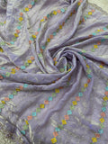 Premium Crush Organza Saree (Lavender)