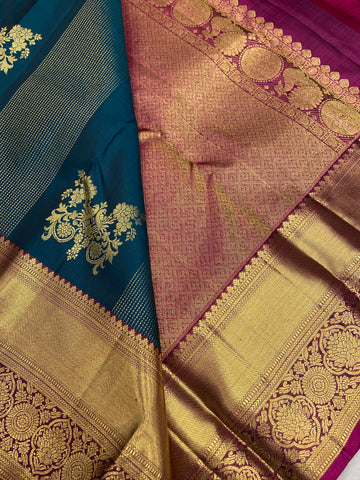 Pure 1G Zari Handloom Kanjeevaram Silk Mark Certified Saree