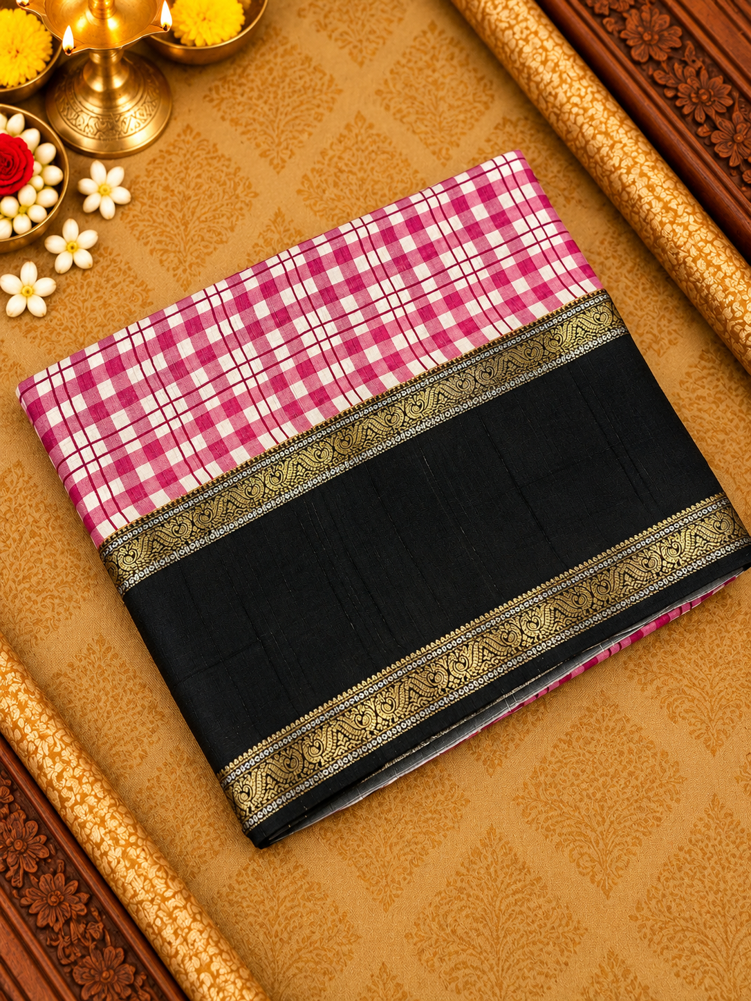 Premium Chequered Crepe Silk Saree