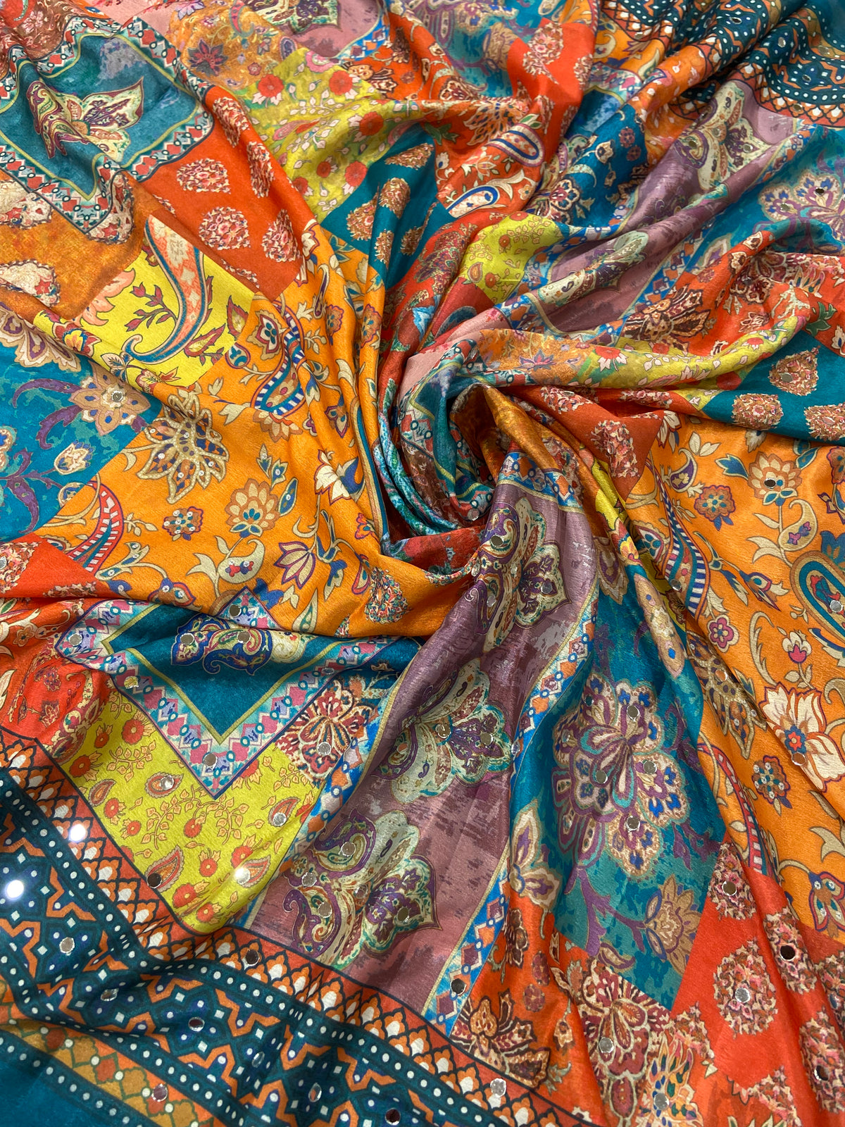 Banarasi Kalamkari Saree With Mirror Work