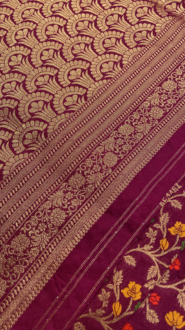Premium semi Mashru silk saree (Wine)