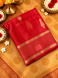 Pure Crepe Chinnon Saree (Cherry Red)- 902971