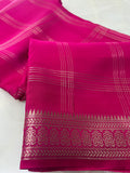 Pure Mix Mysore Crepe Silk Saree- Reddish pink