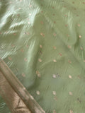 Premium quality semi Paithani silk by Organza- Green- 902472