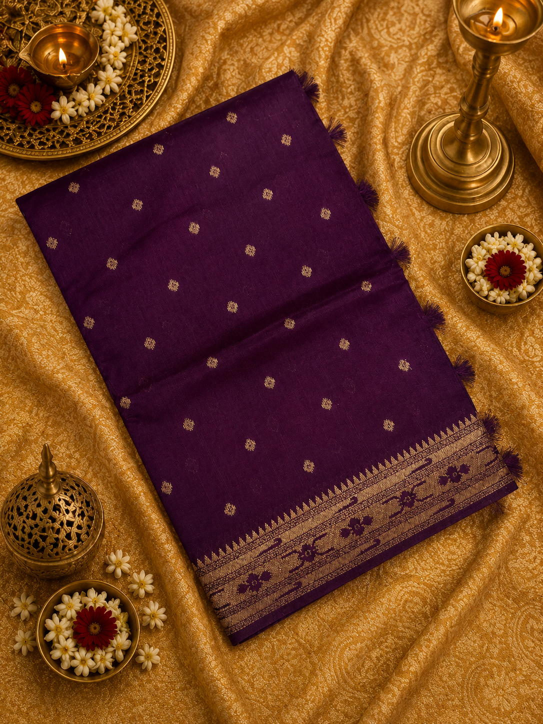 Premium Quality Tussar Saree in Paithani Weaves (Wine)