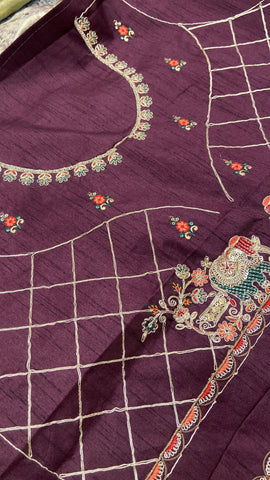 Bridal Soft Tissue Saree With  Scallop Border Lavender