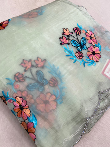 Pure Paper Crush Organza Saree