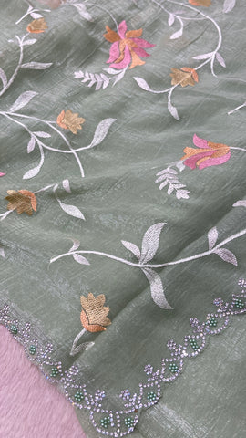 Premium Crush Organza Saree💚