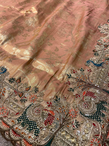 Bridal Soft Tissue Saree With Scallop Border