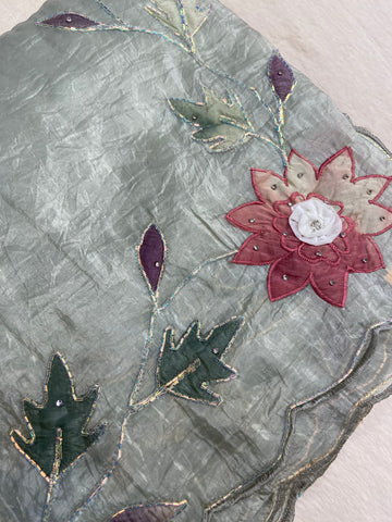 Pure paper crush organza saree