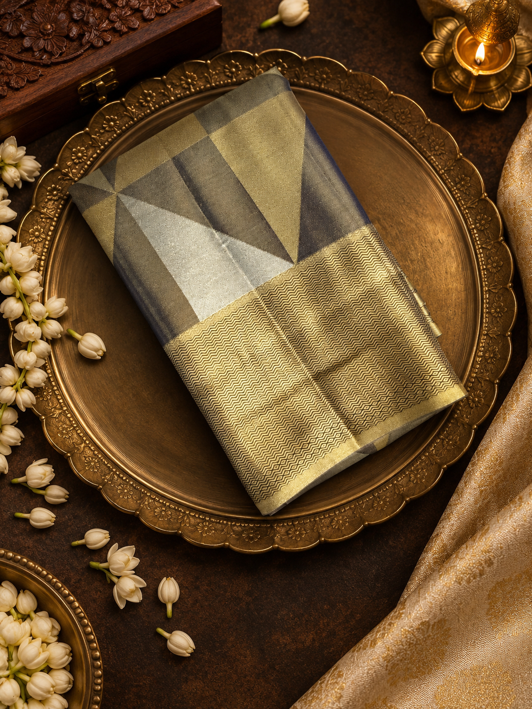 Premium Semi Bridal Tissue Silk Saree - DIAMOND3