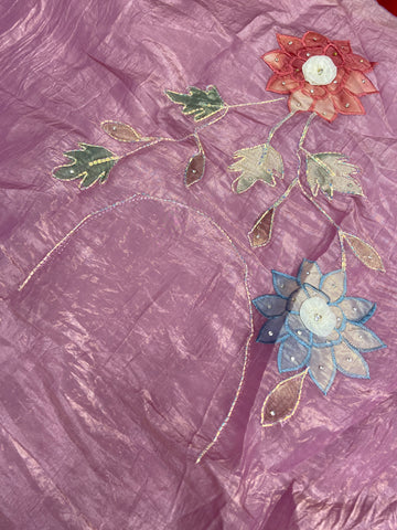 Pure paper crush organza saree