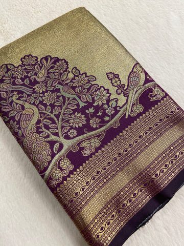 Pure mix bridal tissue semi silk saree