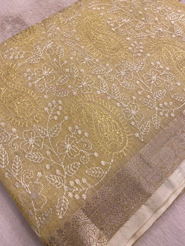 Organza saree with embroidery work