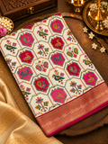 Premium Banarasi Crepe silk Saree With Appliqué Work - 902645