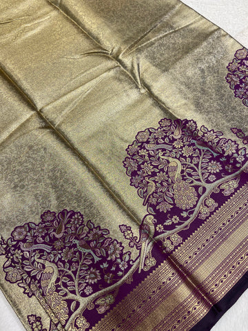 Pure mix bridal tissue semi silk saree