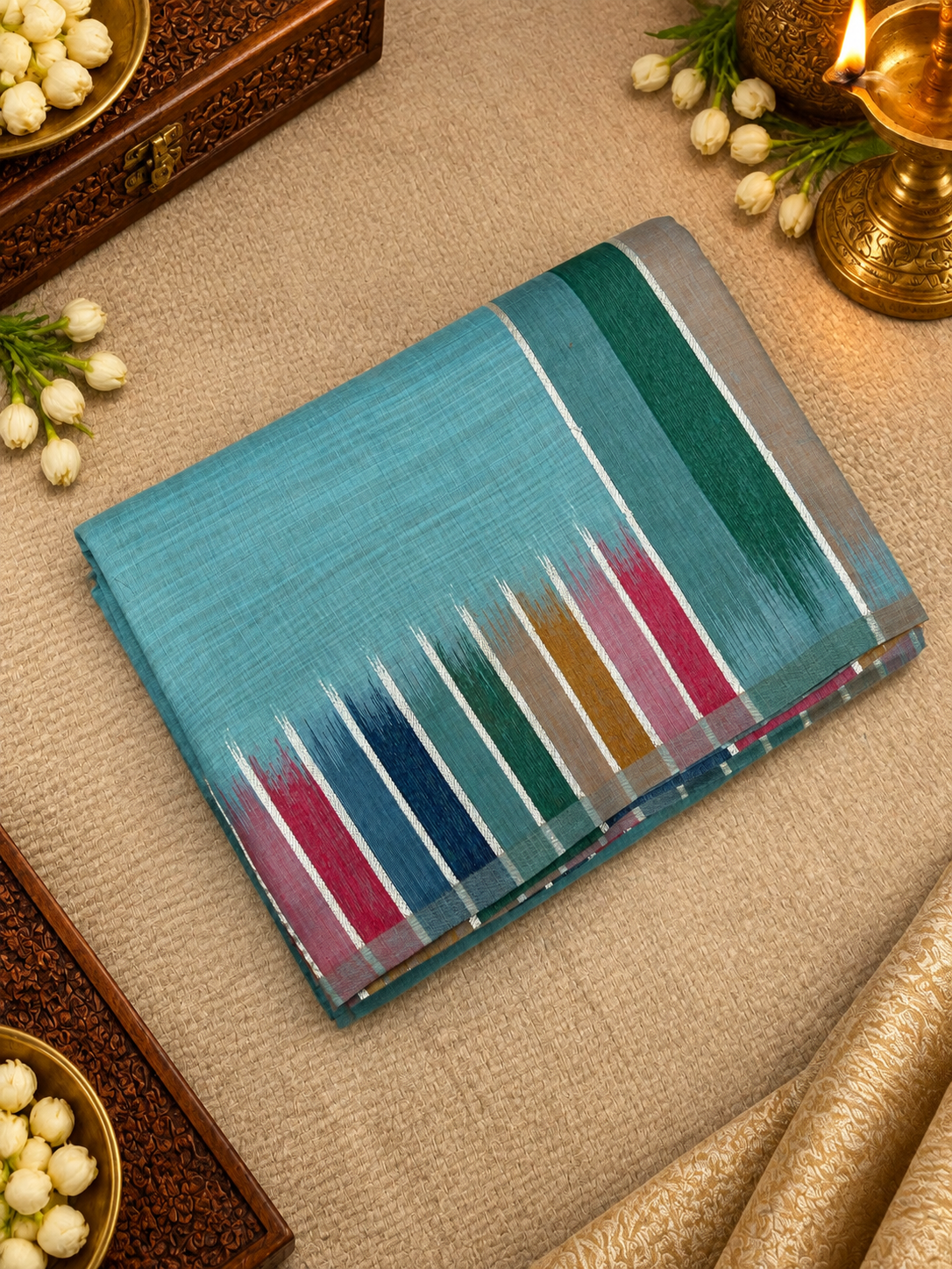 Linen Cotton Saree🩵