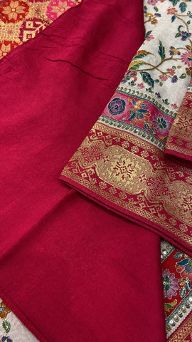 Premium Banarasi Crepe Kalamkari Saree