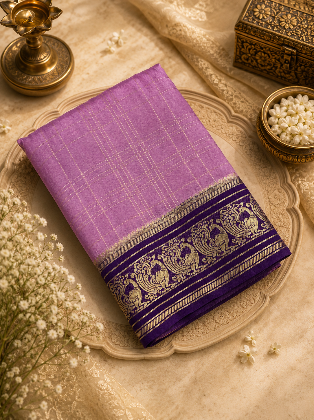 Premium crepe semi Mysore Silk Saree