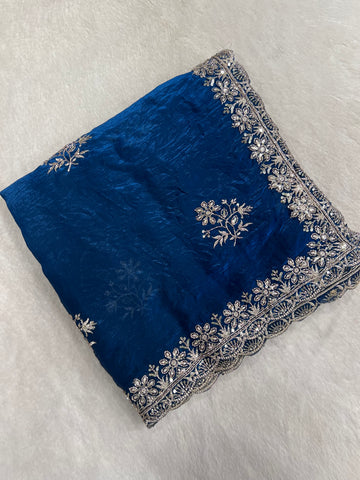 Chinnon Saree With Work💙