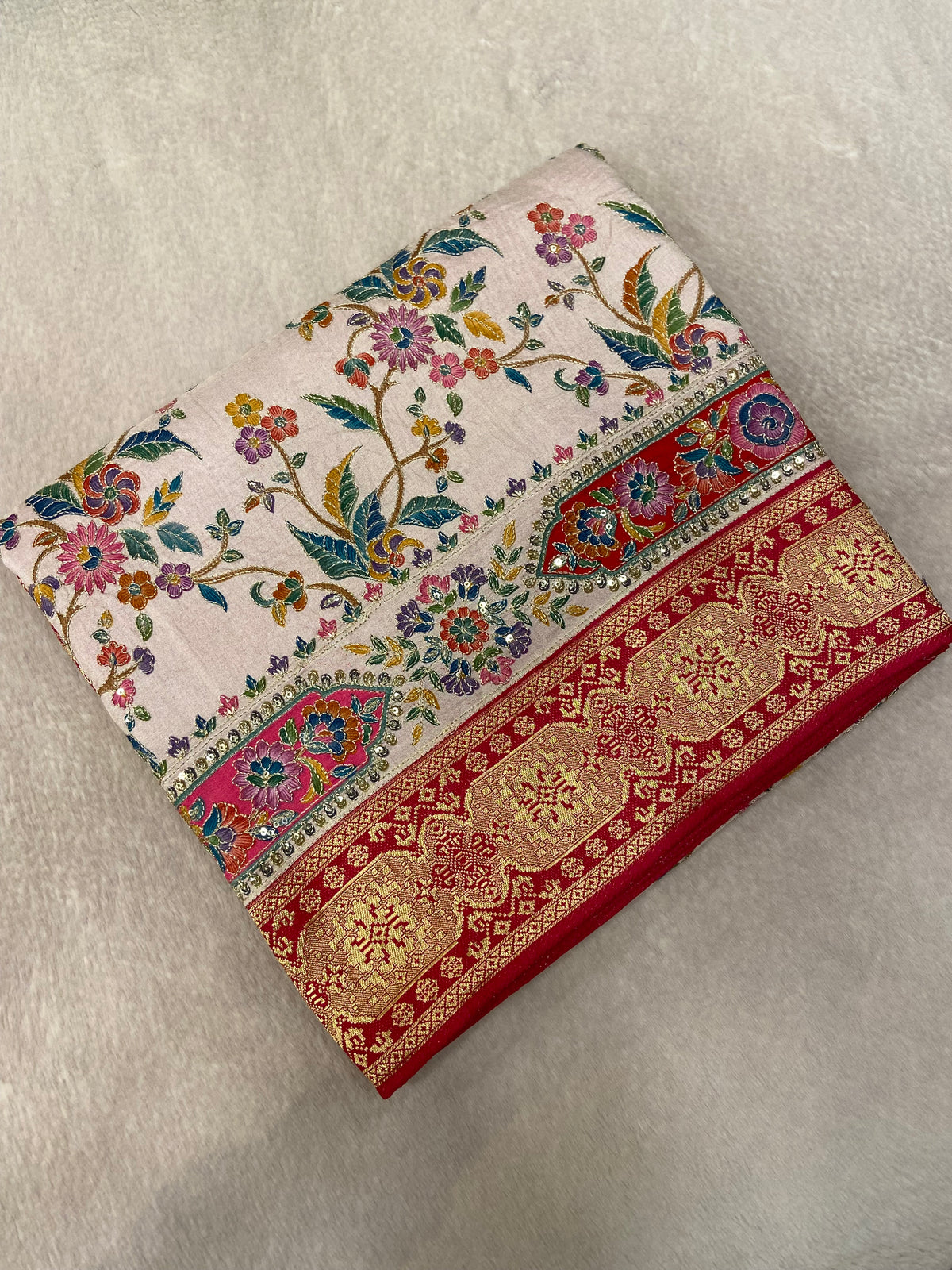 Premium Banarasi Crepe Kalamkari Saree