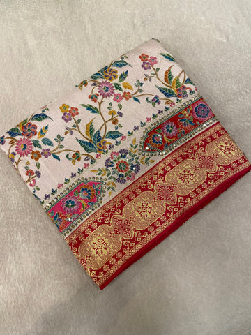 Premium Banarasi Crepe Kalamkari Saree