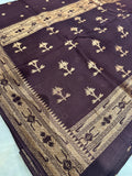 Premium Quality Tussar Saree in Paithani Weaves 🤎